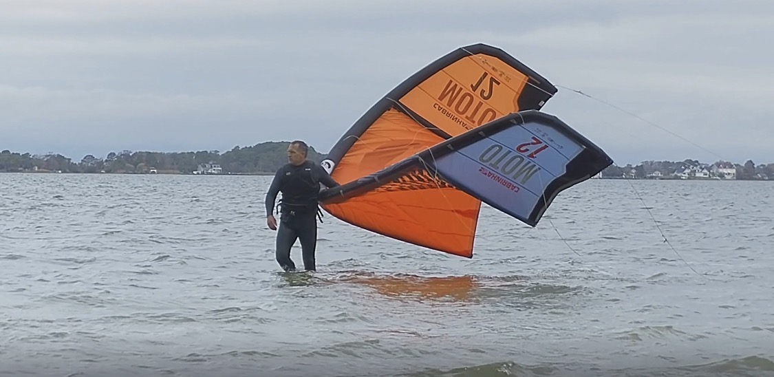 Kitesurfer launching into the air off the North Carolina coast